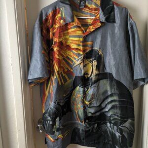 Claudio Nucci Men's Button Front Polyester‎ Short Sleeve Shirt Size L